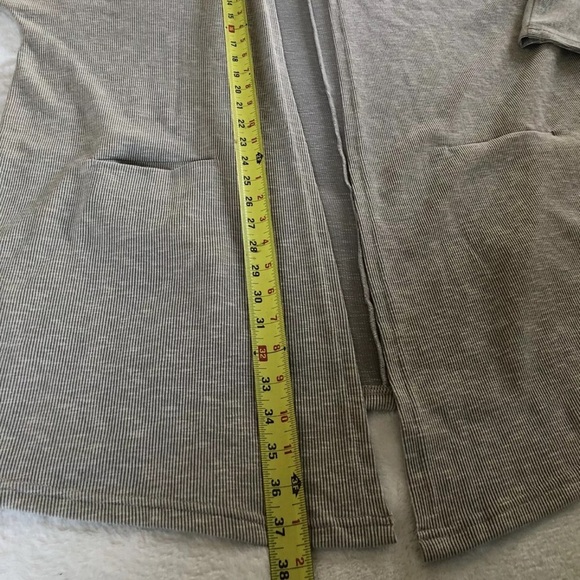 Donni Sandwash Ribbed Open Cardigan Sweater Gray Beige One Size Womens - Picture 9 of 10